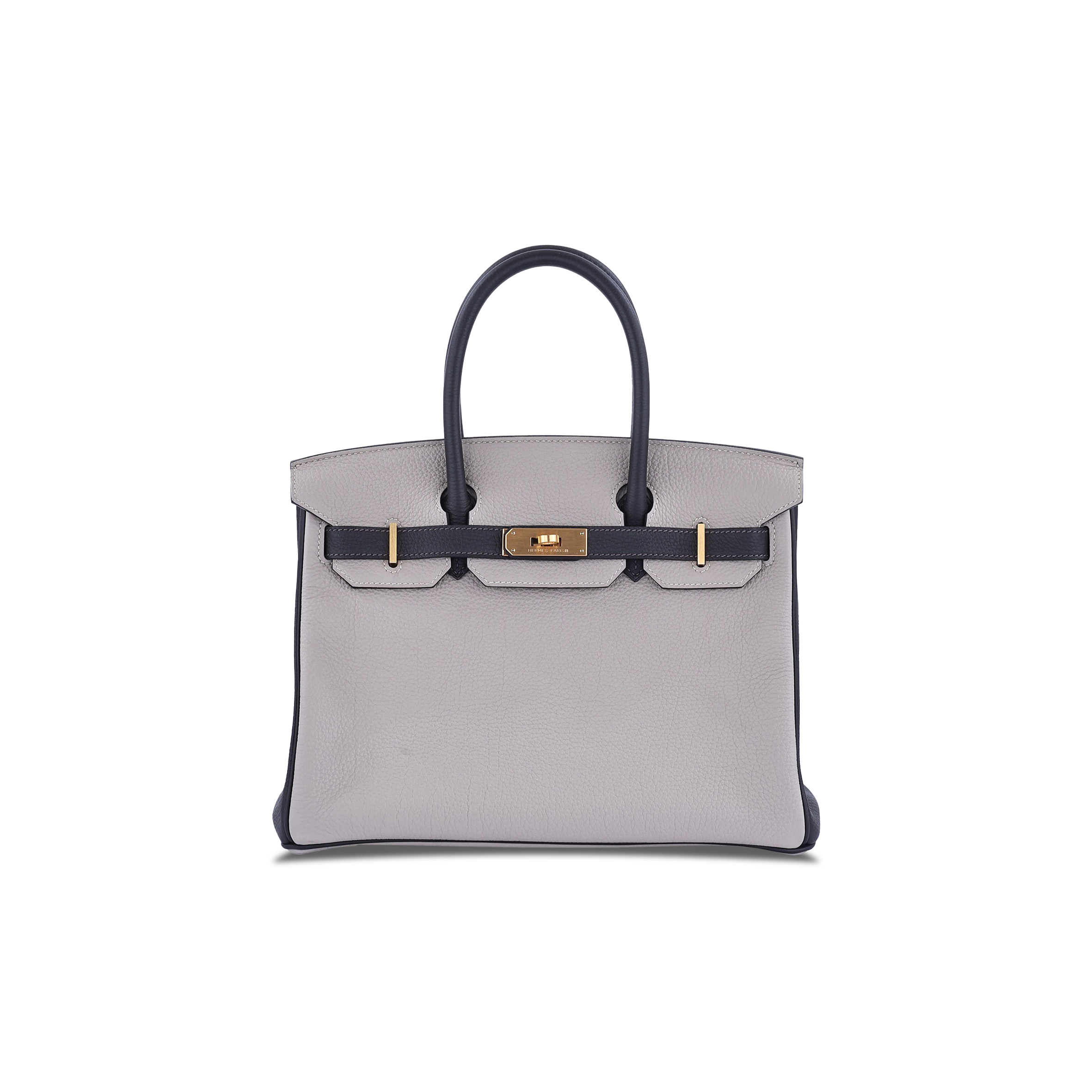 HERMES MASTER BIRKIN 25 TOGO LEATHER SEAGULL GREY AND BLACK SILVER BUCKLE HANDBAG H028365CC01 (25*20*13cm)